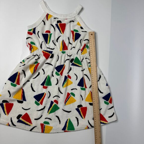 Hanna Andersson Dress Girls 120 6-7 White Sail Boat Print Pockets Terry Sundress - Picture 6 of 9